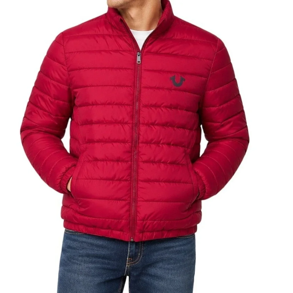 True Religion Red Quilted Puffer Jacket Men's XL